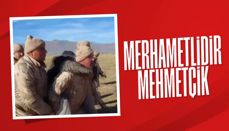 Erzurum'da kayıp çobanı Mehmetçik sırtında taşıdı