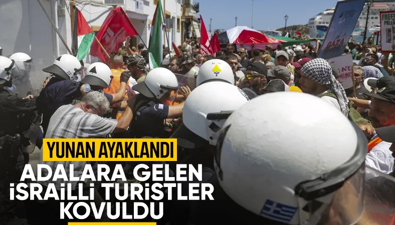 Girit Adası'nda göstericiler, İsrailli kruvaziyer yolcularının gelişini protesto etti