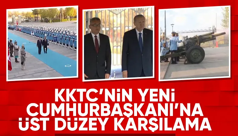 Cumhurbaşkanı Erdoğan, KKTC Cumhurbaşkanı Tufan Erhürman'ı resmi törenle karşıladı