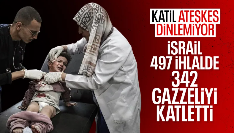 İsrail, ateşkesi 497 kez ihlal ederek 342 Filistinliyi öldürdü