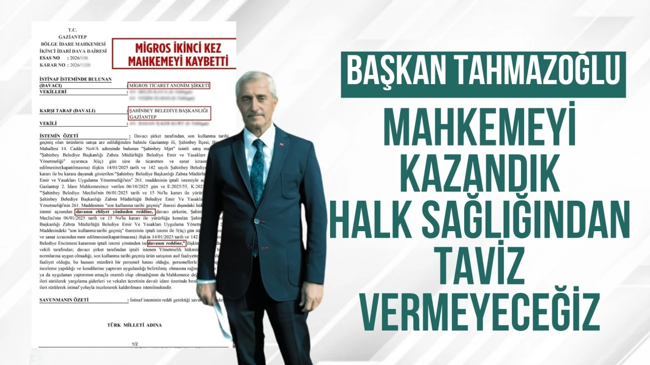 BAŞKAN TAHMAZOĞLU: “MAHKEMEYİ KAZANDIK, HALK SAĞLIĞINDAN TAVİZ VERMEYECEĞİZ”