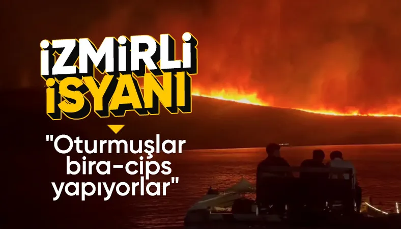 Alaçatı'da yangın sırasında bira-cips keyfi