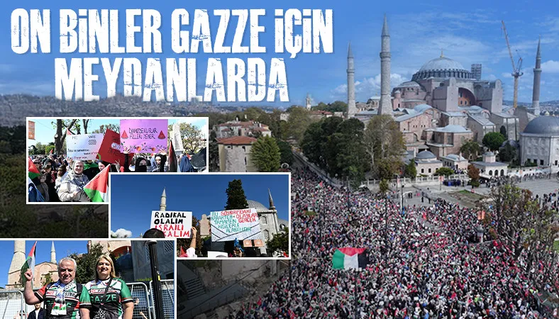 Ayasofya'dan Eminönü'ne! Filistin'e destek yürüyüşüne yoğun katılım