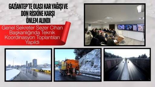 Gaziantep&rsquo;te olası kar yağışı riskine karşı hazırlıklarını s&uuml;rd&uuml;r&uuml;yor! Teknik koordinasyon toplantıları yapıldı