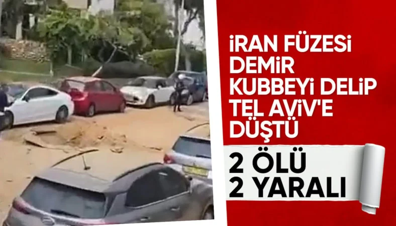 İran&rsquo;ın İsrail merkezine d&uuml;zenlediği saldırı anı