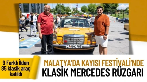 Malatya’da klasik Mercedes rüzgârı: Kayısı rengindeki araç dikkat çekti